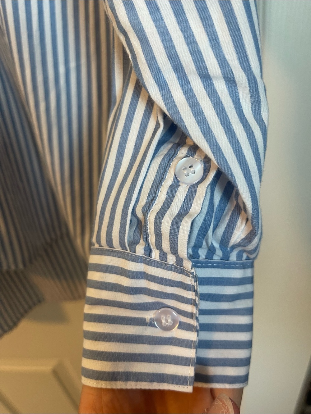 Women’s Blue & White Striped Button-Down Shirt - Picture 4 of 5
